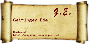 Geiringer Ede névjegykártya